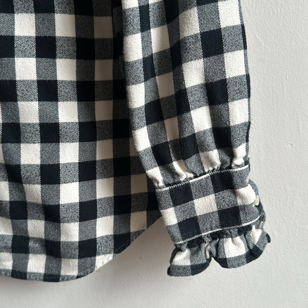 Ralph Lauren brush cotton flannel check shirt with ruffled trim women’s medium - Picture 3 of 9